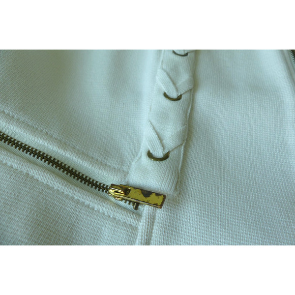 Caché Women's Ivory Gold Zip Jacket XL Stretch Country Club Classy Cotton Y2K - Picture 7 of 11